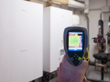 infrared camera on a wall helps determine hot and cold spots